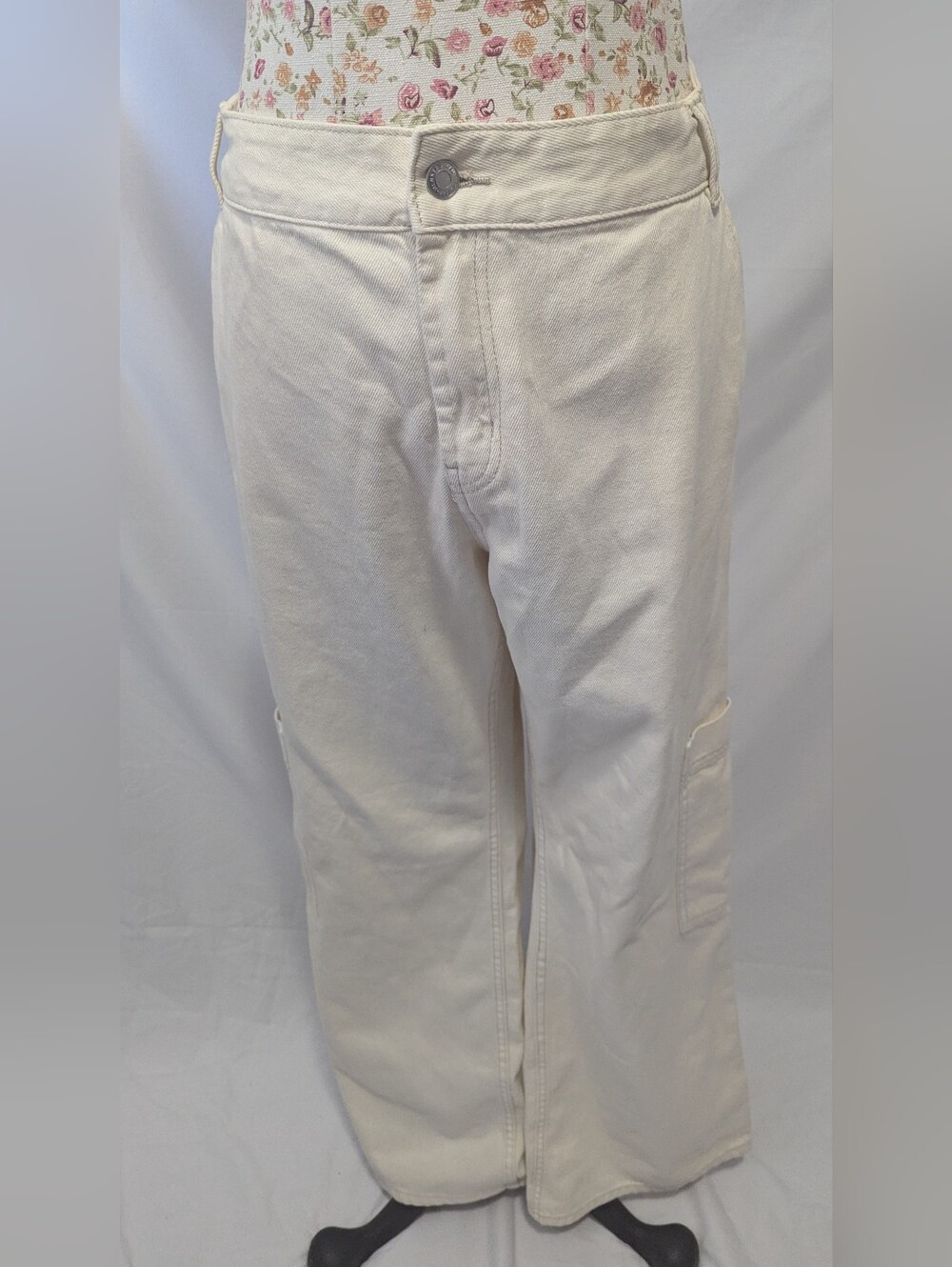 Women's H&M Cream Canvas Utility Pants NWT Size 14